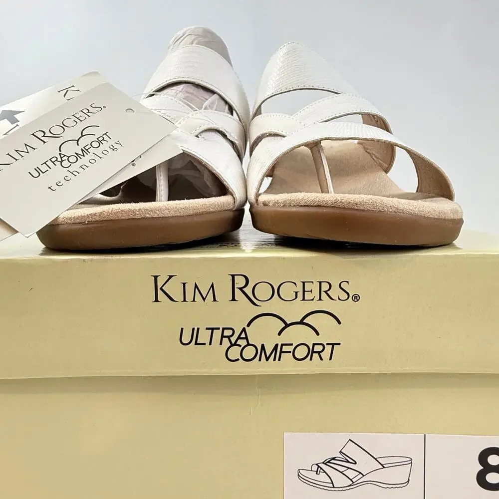 NIB Kim Roger’s Krystal White Slip On Ultra Comfort Wedge Sandals 8M Man Made - Picture 14 of 16